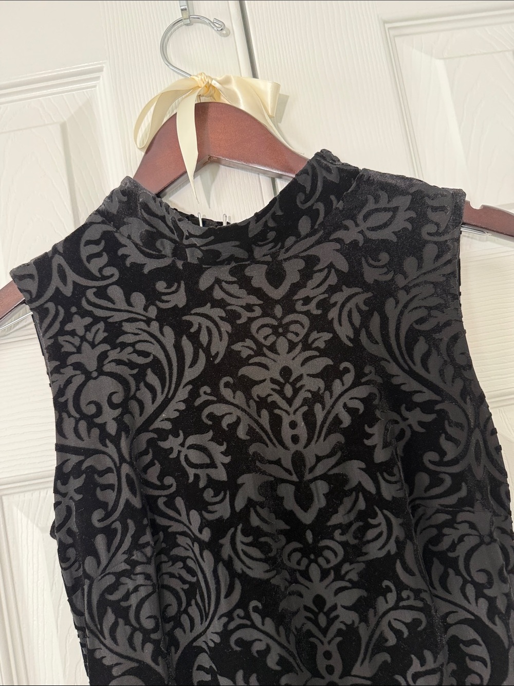 ECI New York Burnout Velvet Damask Sheath Dress Women’s S Mock Neck Whimsigoth